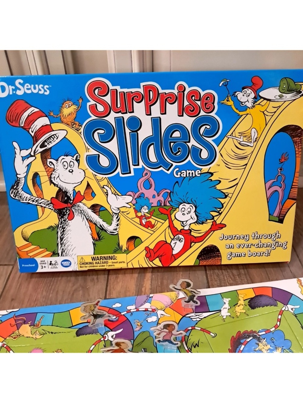 Dr. Seuss Surprise Slides Game Instructions - Blue, White & Red Artwork